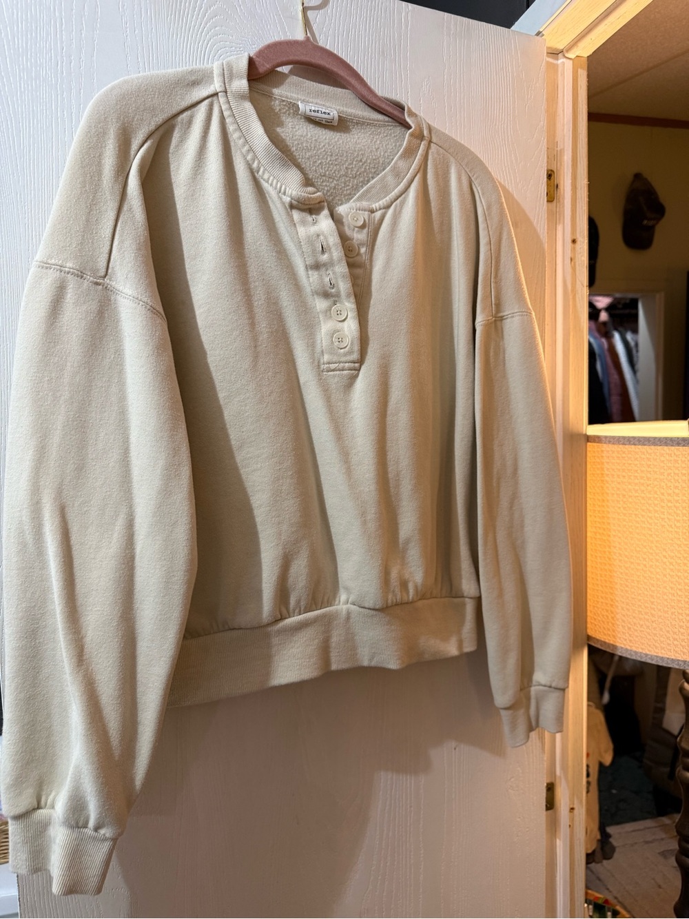 Reflex Cream Henley Scoop-Neck Pullover